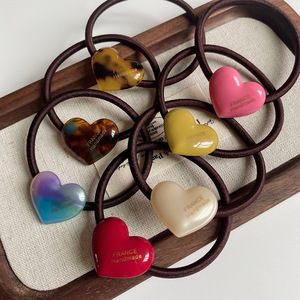 Bonbons couleur acétate rose <span class=keywords><strong>rouge</strong></span> en forme de coeur <span class=keywords><strong>cheveux</strong></span> cravates haute élastique en caoutchouc bande de <span class=keywords><strong>cheveux</strong></span> pour femmes filles - Product Image 2
