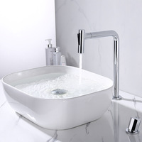 Robinet de lavabo de salle de bain d'hôtel de luxe moderne, monotrou, avec douchette extractible, en laiton, double poignée, eau chaude/froide, finition brossée, garantie 5 ans