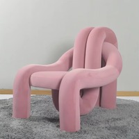 Fauteuil d'appoint moderne en bouclette courbée, pièce maîtresse sculpturale de designer pour salon