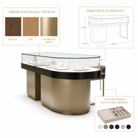 Vitrine à bijoux LED en métal, bois et verre, éclairage LED, écologique, recyclable, durable, pour les magasins de bijoux