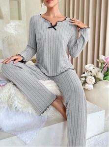 Bộ đồ ngủ dệt kim mặc nhà thời trang nữ Âu Mỹ 2025 - Product Image 3