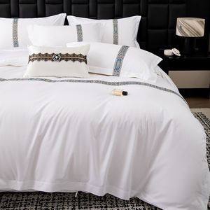 Exquisito Juego de Funda Nórdica de Algodón de Lujo de 4 Piezas con Borde Ancho Moderno, Tamaño Personalizable, Ropa de Cama Transpirable y Ecológica para el Hogar - Product Image 5