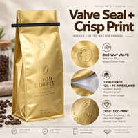 Sac à café à fond plat personnalisé imprimé de 5 lb (80 oz) avec valve, emballage noir anti-odeur pour grains de café