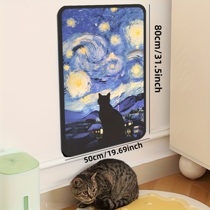 Tapis à gratter interactif pour chat, jouet à mâcher en peluche pour animaux de compagnie, motif tournesols et nuit étoilée, tapis d'exercice intérieur pour chats - Product Image 3