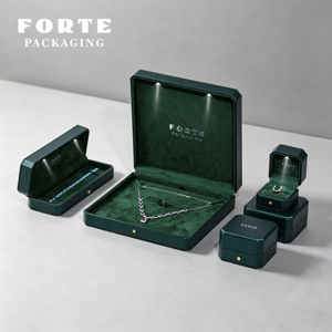 Boîte à <span class=keywords><strong>bijoux</strong></span> en cuir de luxe personnalisée FORTE avec logo LED, boîte à <span class=keywords><strong>bijoux</strong></span> en cuir sur mesure <span class=keywords><strong>pour</strong></span> collier et ensemble de bagues - Product Image 1