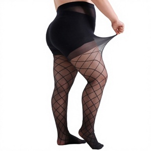 ถุงน่องตาข่ายโปร่งใสแบบรอมบัส ไซส์พลัส 300 ปอนด์ เอวสูง ยืดหยุ่นได้ เหมาะสำหรับงานปาร์ตี้สำหรับผู้หญิง - Product Image 3