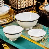 Service de table en porcelaine fine vert or Home Fragrance Europe, artisanat de Jingdezhen, vaisselle en céramique résistante à la chaleur et compatible lave-vaisselle
