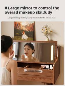 طاولة تسريح ومكياج متعددة الوظائف من الخشب الصلب للغرف الصغيرة بتصميم عصري بسيط - Product Image 2