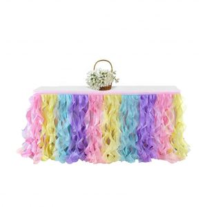 Father's Day Baby Birthday and Banquet Colorful Wedding Ruffled Table Skirt - Product Image 2