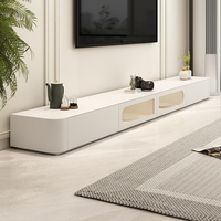 Meuble TV et table basse design italien en promotion – Ensemble moderne blanc crème en bois massif pour salon