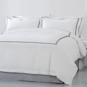 Luxury Hotel Embroidery Bed Linen King Size 100% Cotton Bed Sheet Bedding Set