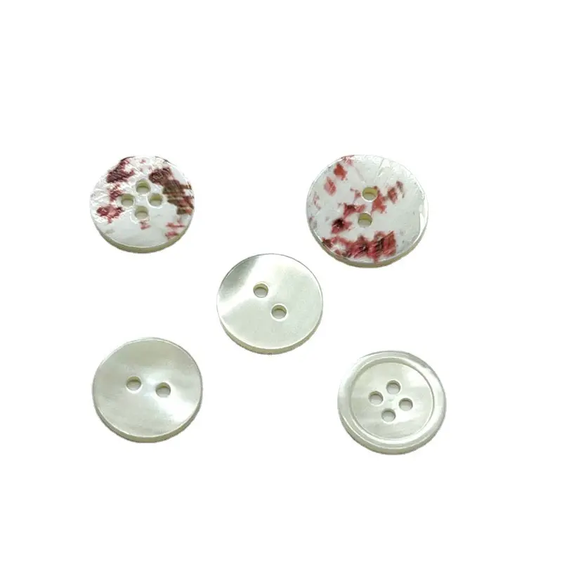 wholesale Flat Round 2-hole Fashion troca Sewing 4 Holes natural red Tarot Shell Buttons for Clothing