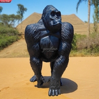 Statue de gorille en Bronze taille réelle, Sculpture de singe en plein air, jardin