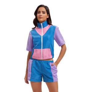 Conjunto Deportivo Retro Años 80 para Mujer Yi Xiaoyi, Chaqueta y Pantalones Cortos con Bloques de Color y Cierre, Disfraz para Actuaciones, Talla Adulto - Product Image 5