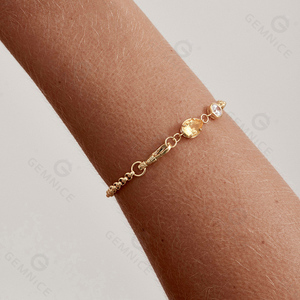 Gioielli Gemnel in <span class=keywords><strong>Argento</strong></span> Sterling <span class=keywords><strong>925</strong></span> Placcato Rodio, Bracciale 'Joy of Life' con Citrino Naturale, Catena Semplice Femminile - Product Image 3