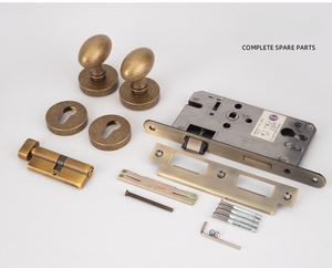 Serratura Silenziosa Interna in Ottone - Serratura <span class=keywords><strong>Vintage</strong></span> Americana per Porta Doppia con Pomello a Sfera in Bronzo Antico - Product Image 3