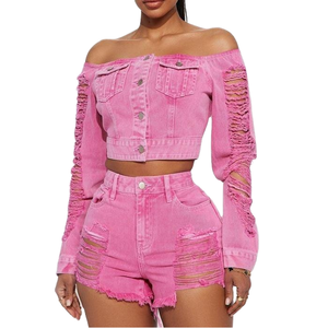 Ensemble court d'été décontracté et respirant pour femme, qualité export, couleur personnalisée, tricoté en polyester/coton, vente en gros premium - Product Image 1