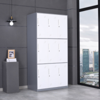 Casier métallique robuste à 9 portes, armoire en acier pour vêtements, casier de rangement pour salle de sport, vestiaire, personnel, école, armoire métallique