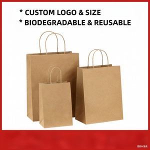 Sacs en papier personnalisés avec logo pour restaurants, emballages en carton kraft, ruban en coton pour sacs alimentaires, supermarchés, vêtements, nouilles, chaussettes - Product Image 3