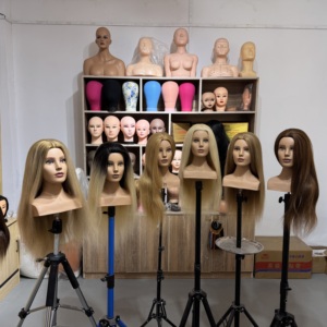 Tête <span class=keywords><strong>de</strong></span> Mannequin Pédagogique en Cheveux 100 % Naturels, Longueur 65 cm, avec Épaules, pour Coupe et Tressage - Product Image 6