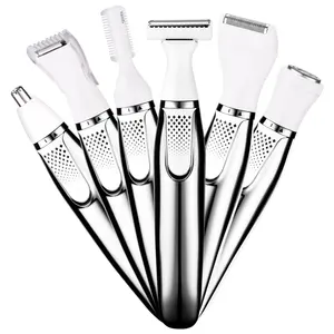 Çok fonksiyonlu 6 1 USB şarj edilebilir elektrikli jilet bayanlar epilatör elektrikli vücut tıraş makinesi seti kadınlar için