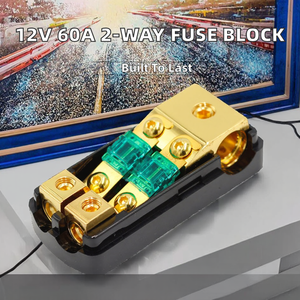 บล็อกฟิวส์ 2AFS10 แบบ 2 ทาง 12V 60A ANL 1-4 ทาง สำหรับเครื่องเสียงรถยนต์และระบบเบาะนิรภัย ซับวูฟเฟอร์ แอมพลิฟายเออร์  ตัวถือฟิวส์ขนาดเล็กทำจากทองเหลือง - Product Image 2