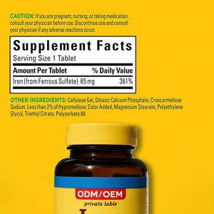 OEM/ODM pabrik grosir tablet besi berkualitas tinggi Label pribadi dapat disesuaikan tablet besi Vegetarian 65mg - Product Image 2