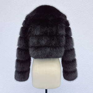 مصنع بالجملة بدوره أسفل طوق سميكة الشتاء معطف الفرو وهمية اقتصاص لون خالص النساء فو معطف الفراء - Product Image 4