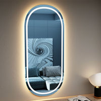 Miroir de salon moderne en acier inoxydable doré à face unique, pour salon de coiffure, commercial, mural, avec éclairage LED, mobilier de coiffure élégant