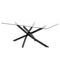 Vente flash - Meubles de salle à manger pour villa - Table à manger en verre trempé - Table de restaurant moderne de luxe avec pieds en métal doré