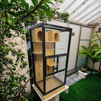 Cage de perroquet moyenne de volière d'oiseau en verre en bois écologique faite à la main avec des meubles d'animal familier de mode de conception d'affichage