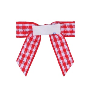1,5 pulgadas Mini Check Plaid Gingham lazos de Navidad con cinta adhesiva para árbol de Navidad manualidades DIY decoración del hogar - Product Image 4