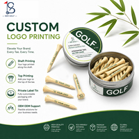 Tees de golf en bambou imprimés sur mesure 70 mm, tees de golf en bois naturel, tees colorés en vrac, boîte en métal ronde