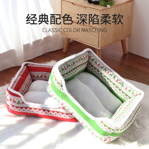 Coussin pour chien rectangulaire motif cerf rouge, lit d'hiver pour chien, rembourrage en fibres épaissies, lavable à la main, pour chiens de petite et moyenne taille - Product Image 3