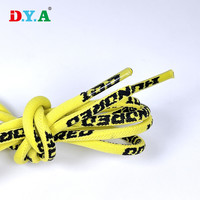 Cordon de serrage rond en nylon jacquard de 5 mm jaune avec embouts en plastique pour pantalon à capuche, personnalisable avec logo, vente en gros du fabricant