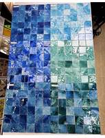 Mosaico de Cristal para Piscina, Azulejos de Pared con Fondo Azul para Baño y Cocina