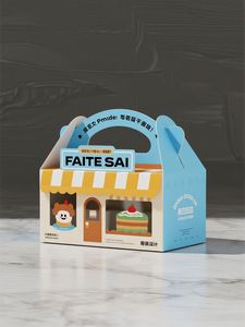 Boîte de rangement alimentaire jetable en forme de maison <span class=keywords><strong>pour</strong></span> animaux de compagnie (chiens et chats) avec fenêtre transparente, idéale <span class=keywords><strong>pour</strong></span> les friandises, les gâteaux et les plats à emporter de boulangerie - Product Image 2