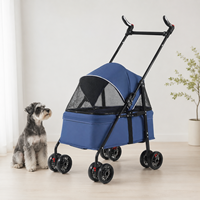 Poussette pour animaux de compagnie avec frein double et roues EVA 360° °   Poussette pliable pour chien et chat avec poignée pivotante, vente en gros, logo et couleur personnalisés