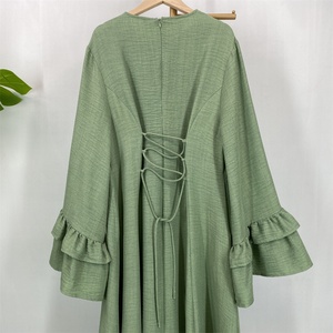 Fashion Pleated Big Hem Flared Party Dress with <b>Back</b> <b>Ties</b> Perfect for Muslim Women Evening and Special Occasions (6896) - Product Image 6