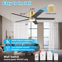 YOUKAIN Ventilateur de plafond électrique à LED pour hôtels et salon Éclairage et refroidissement par air avec télécommande Moteur à courant continu