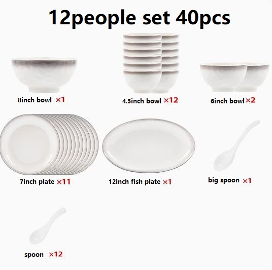 Conjunto blanco para 12 personas.
