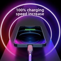 Câble RGB 3-en-1 de type C à charge ultra-rapide 6A pour téléphone portable, voiture, câble de données lumineux coloré, gaine en PVC, compatible avec les écouteurs PD