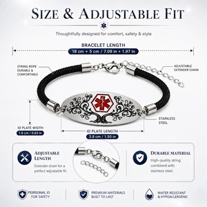 <span class=keywords><strong>Bracelet</strong></span> d'alerte médicale personnalisé |   Code QR dynamique, gravure personnalisée, bijoux d'identification médicale |   <span class=keywords><strong>Bracelet</strong></span> en acier inoxydable - Product Image 3