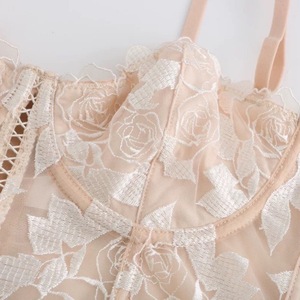 Sous-vêtements pour femme, lingerie sexy, soutien-gorge en dentelle brodée de roses, soutien-gorge à bretelles fines - Product Image 6