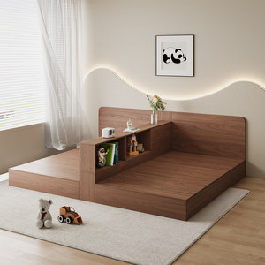 <span class=keywords><strong>Letto</strong></span> Matrimoniale in Legno per Una o Due Stanze con Partizione Separata, <span class=keywords><strong>Letto</strong></span> Contenitore per Bambini, Colore Noce Personalizzabile - Product Image 3