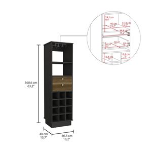 Bureck Bar <b>Cabinet</b> for Living Room Black/<b>Walnut</b> Color Scheme - Product Image 2