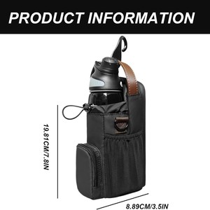 Magnetic Crossbody Water Bottle Bag PU Leather Portable Outdoor Gym Hanging Bottle Holder With Strap And Zipper Pocket - Product Image 5
