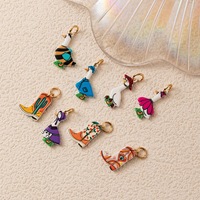 YIMEILI & Exquisite Breloques en cuivre plaqué or, pendentifs émaillés en forme d'oie et de botte de cowboy pour la création de bijoux DIY