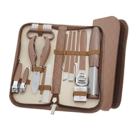 Kit de soin des ongles professionnel tout-en-un en acier inoxydable, 11 pièces, noir, avec coupe-ongles incarnés, outils de pédicure, étui de voyage