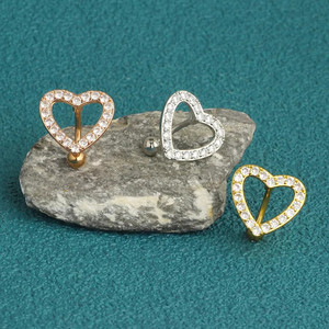 Nueva moda corazón invertido 316L Acero inoxidable ombligo anillo circón incrustaciones Sexy Body Pier con ajuste de Garra Para bodas Piercing - Product Image 4